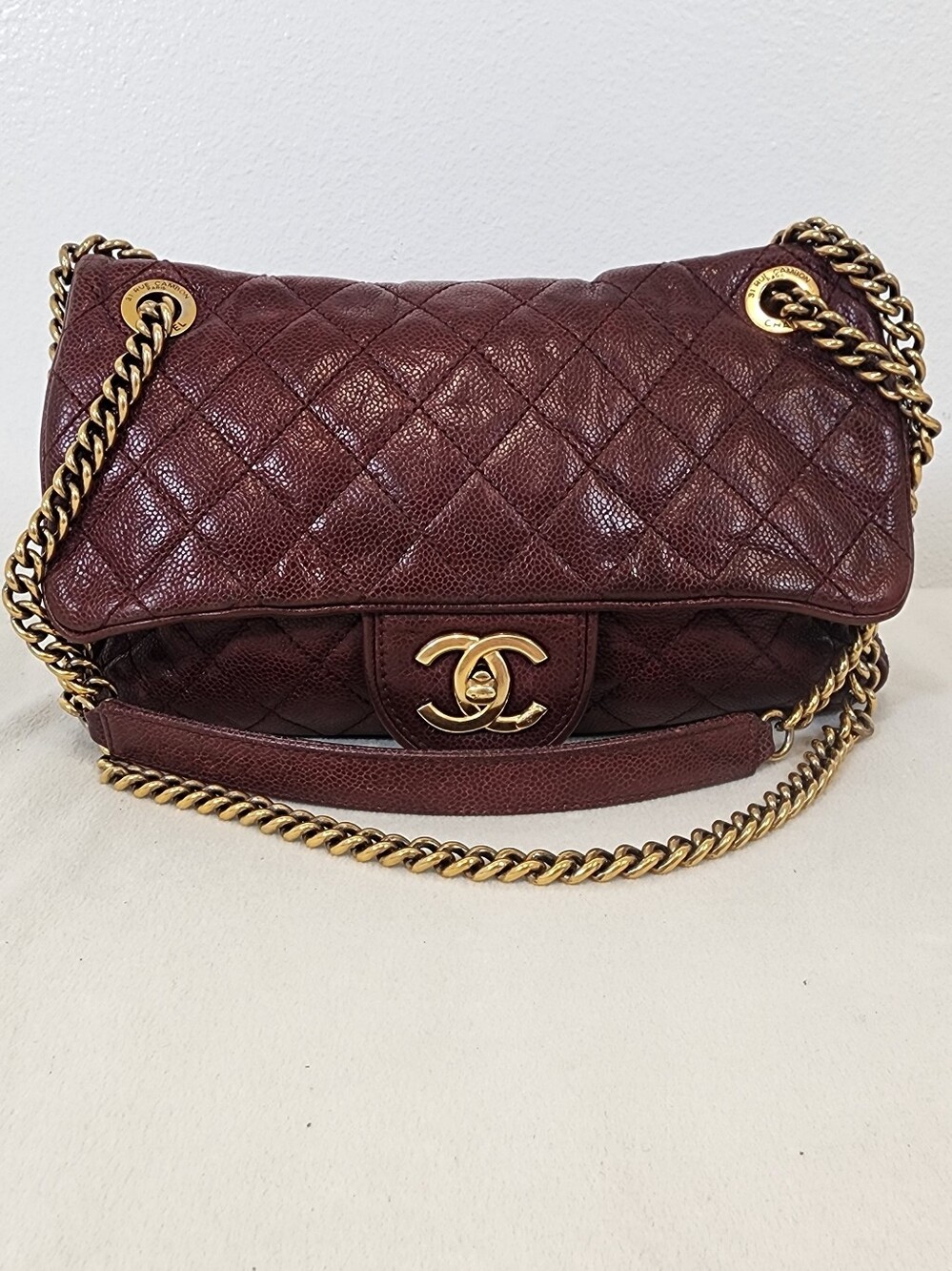 Chanel Shiva 2013-2014 Medium Calfskin. Exterior Has Paint Touch Ups.
